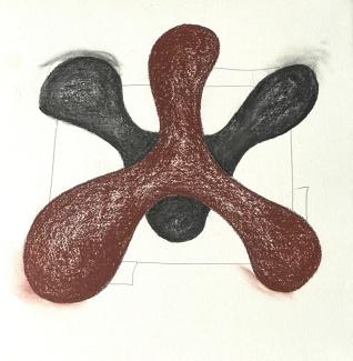 Utan titel (svart och brun krita), 40 x 40 cm, 2011